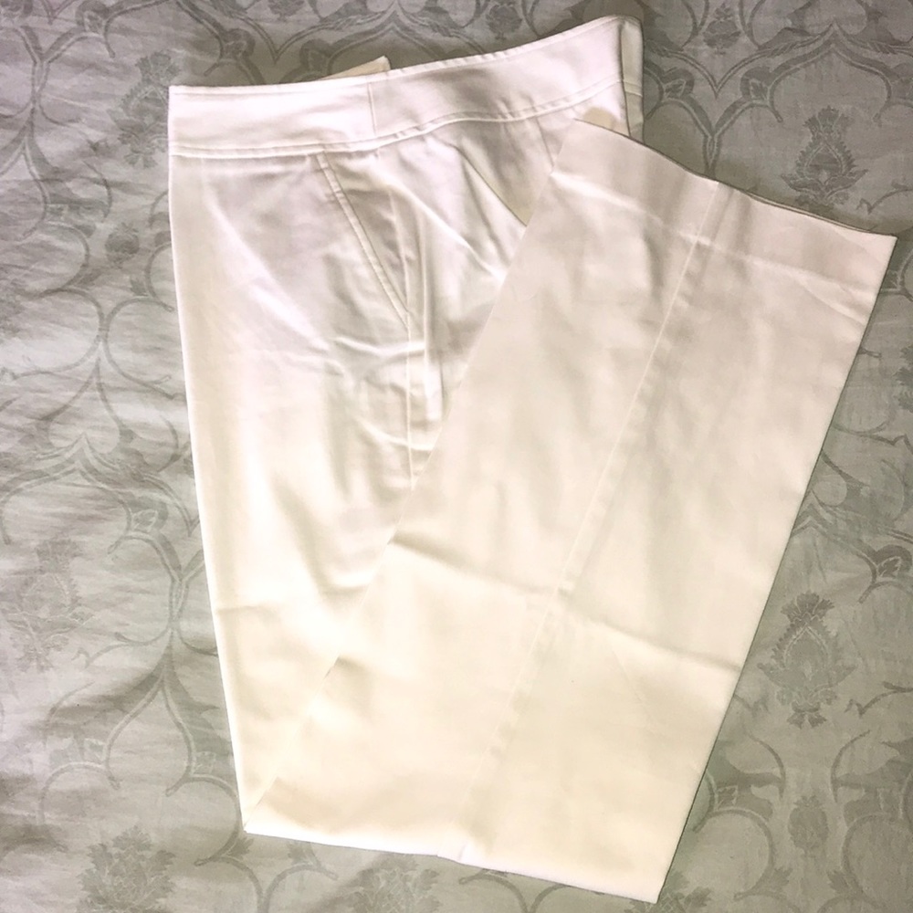 NWOT White Tab-Button Trousers, size 10